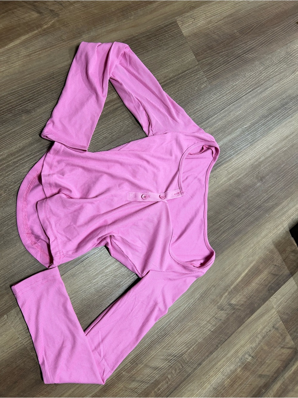 Pink scoop neck button shirt